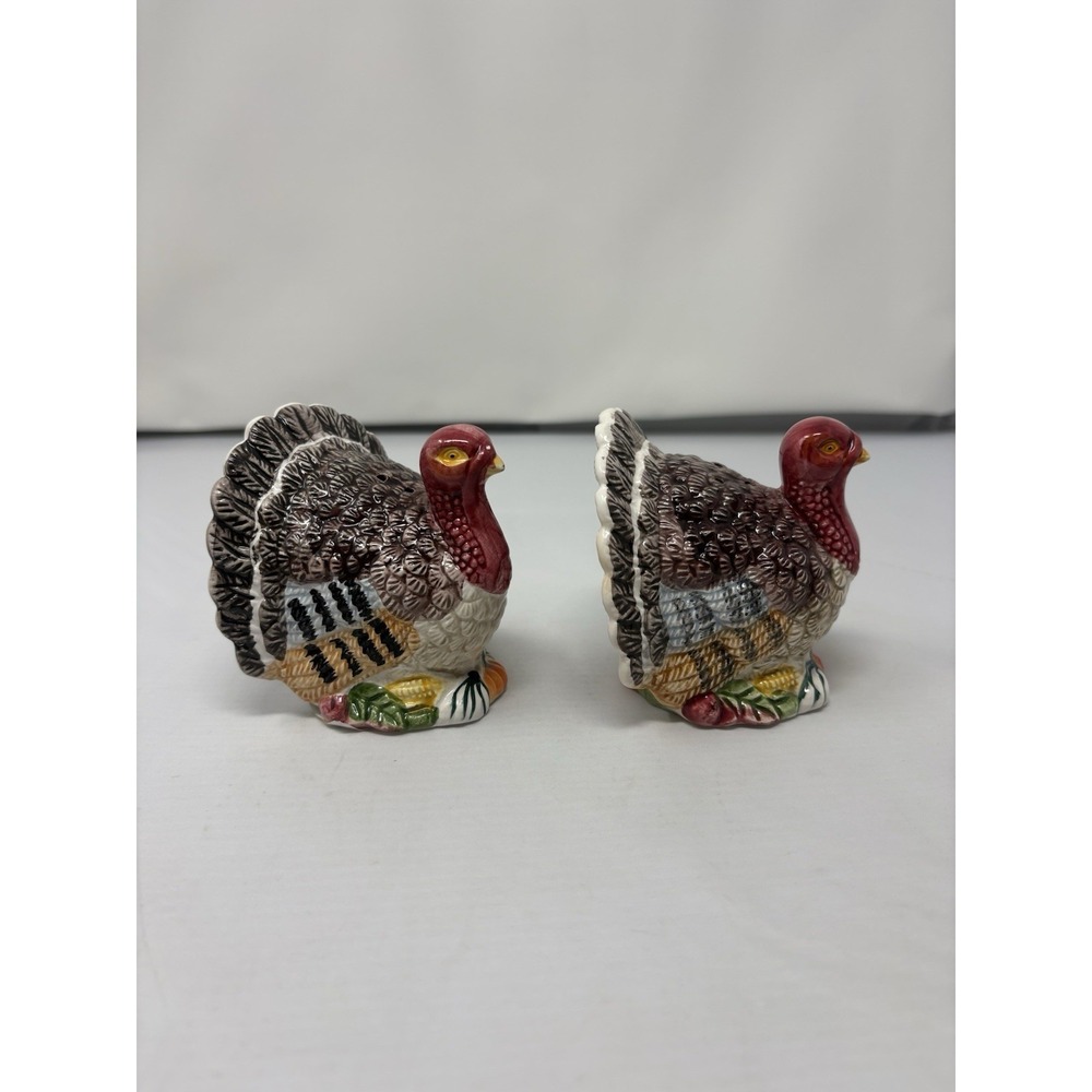World Bazaars Turkey Salt & Pepper Shakers Ceramic Thanksgiving Fall Decor